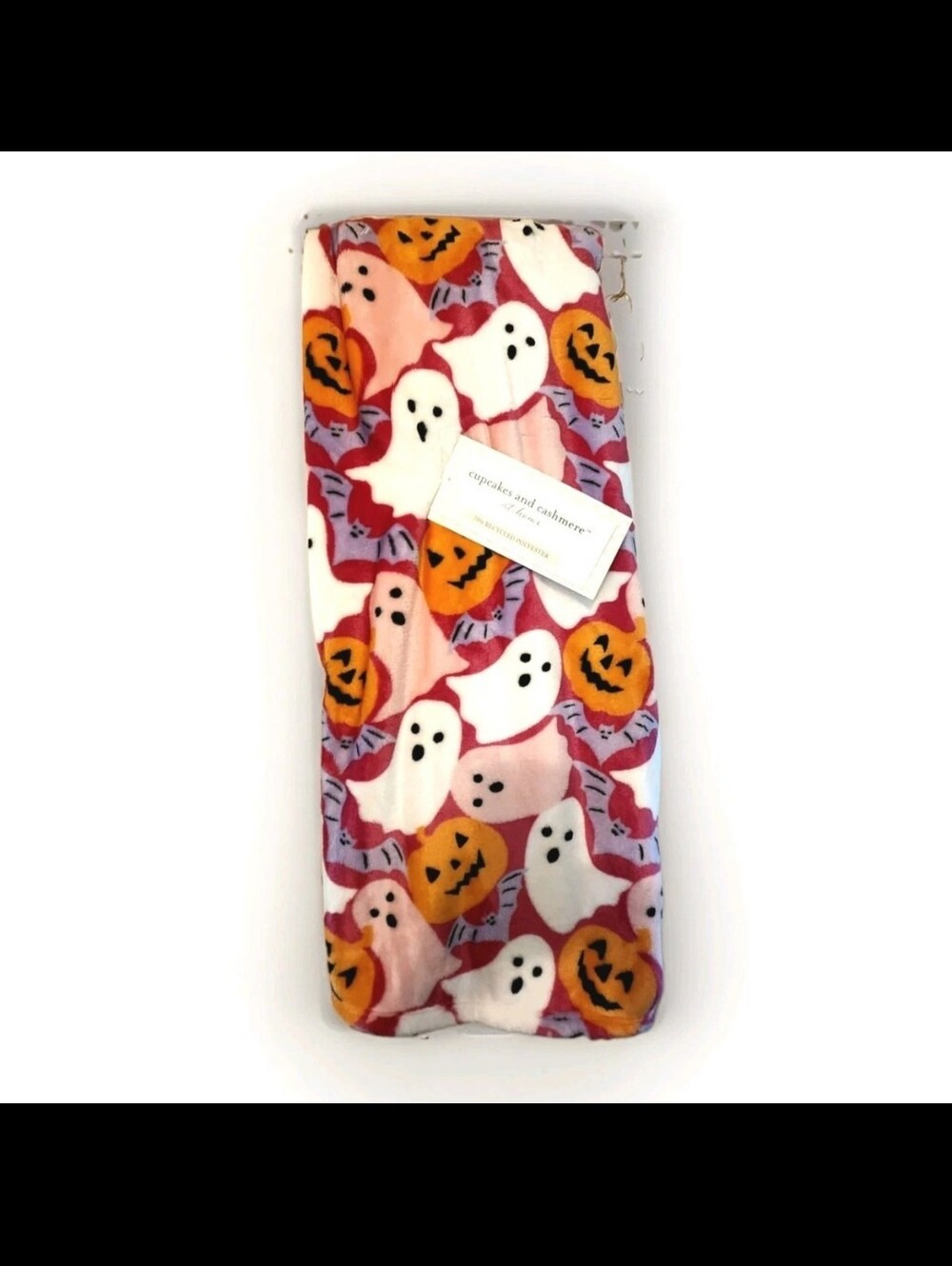 cupcakes & cashmere Pink Ghost & Pumpkin Halloween Throw Blanket